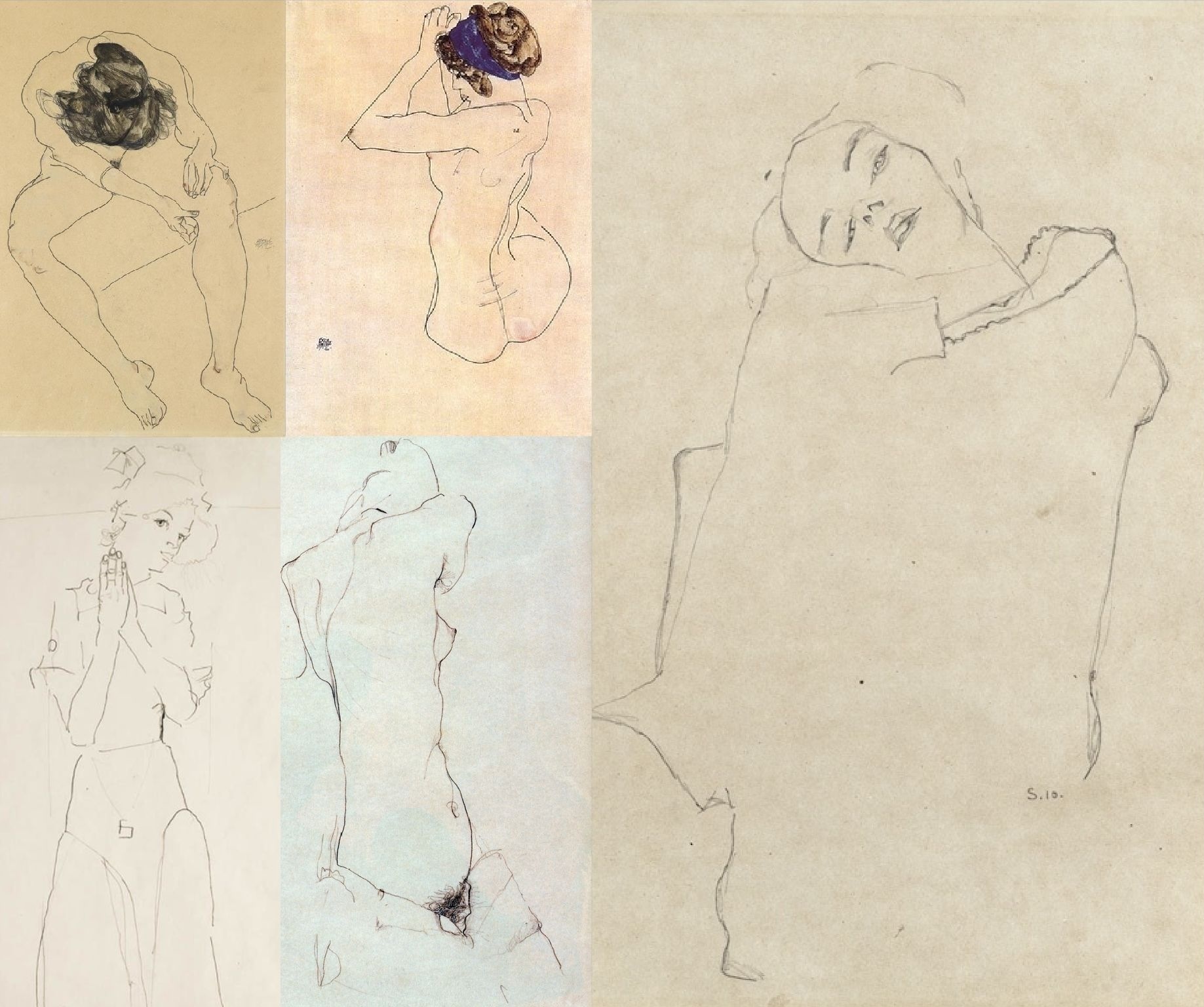 Egon-Schiele-line-drawings-de-smet-dossier