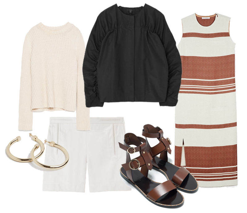 summer-sales-zara-knit-zara-sandals-COS-jacket-J.W.-Anderson-dress-Vanessa-Bruno-shorts-Margiela-bracelets-de-smet-dossier