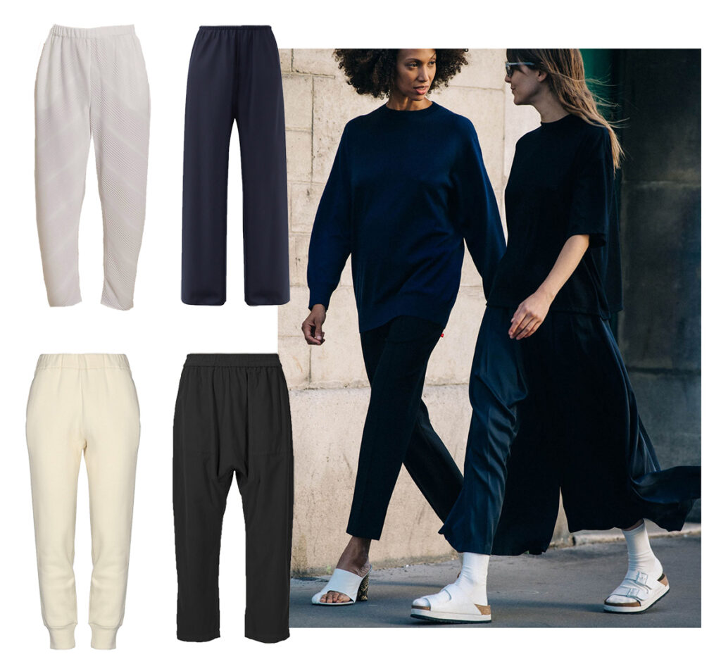 How-to-Avoid-Buying-Maternity-Clothes-During-Pregnancy-elastic-waist-pants-roucha-the-row-raquel-allegra-DE-SMET-Dossier