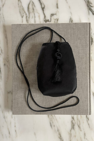 SAITO SCULPTED TASSEL BAG | BLACK SATIN