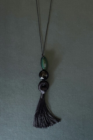 WABI-SABI TASSEL NECKLACE | SLATE GREEN