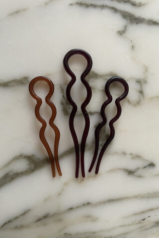 VINTAGE SET OF 3 HAIR PINS | BROWN
