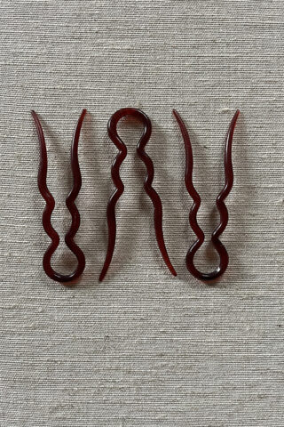 VINTAGE SET OF 3 HAIR PINS | BROWN
