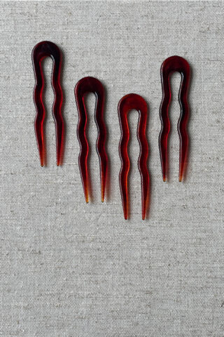 VINTAGE SET OF 4 HAIR PINS | BROWN